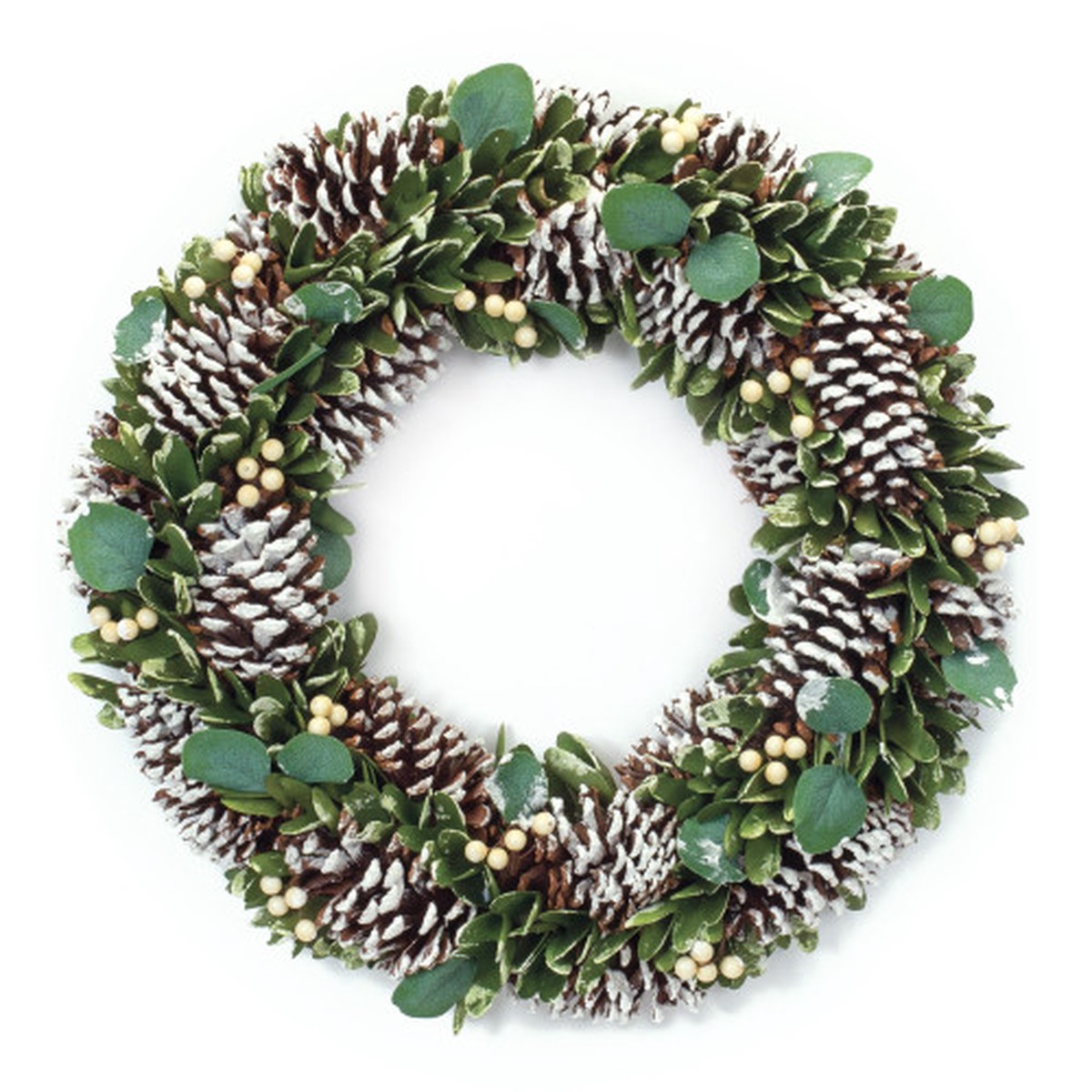 20″ Frosted Pinecone and Berry Small Artificial Christmas Wreath – Unlit