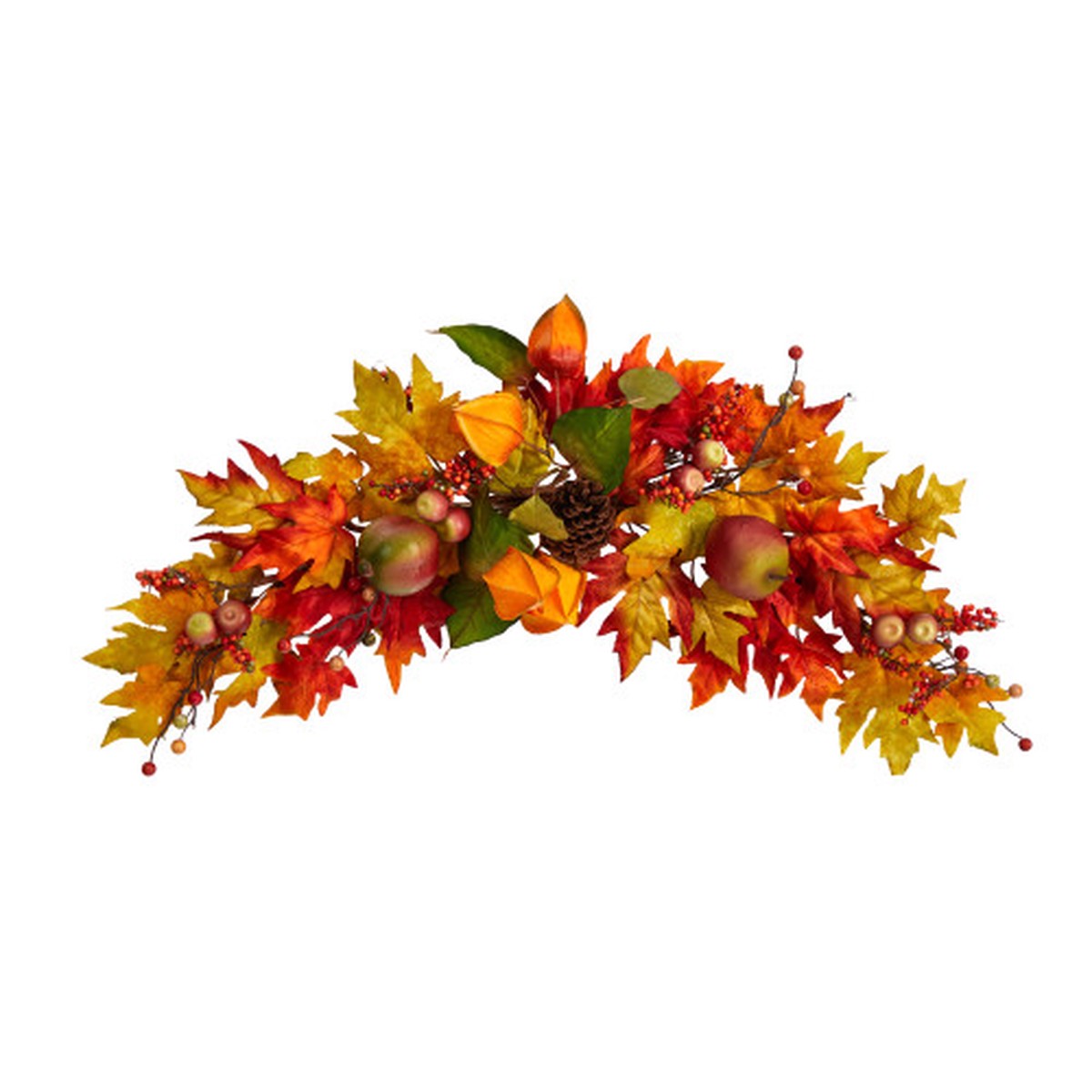 38 Fall Harvest Maple Leaf with Berries Artificial Swag, Unlit