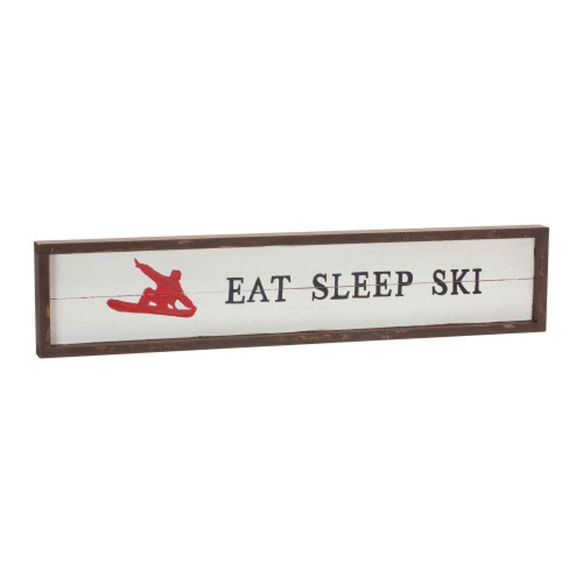 “Eat Sleep Ski” Framed Wall Sign – 23″ – White