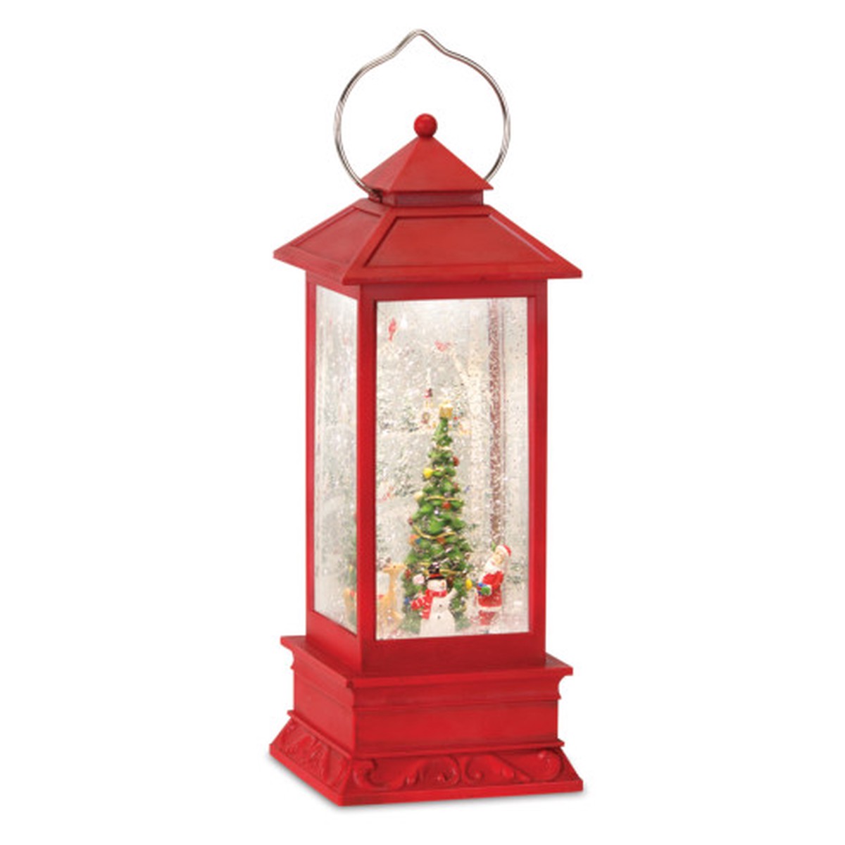 LED Lighted Santa and Snowman Snow Globe Christmas Lantern – 12.5″