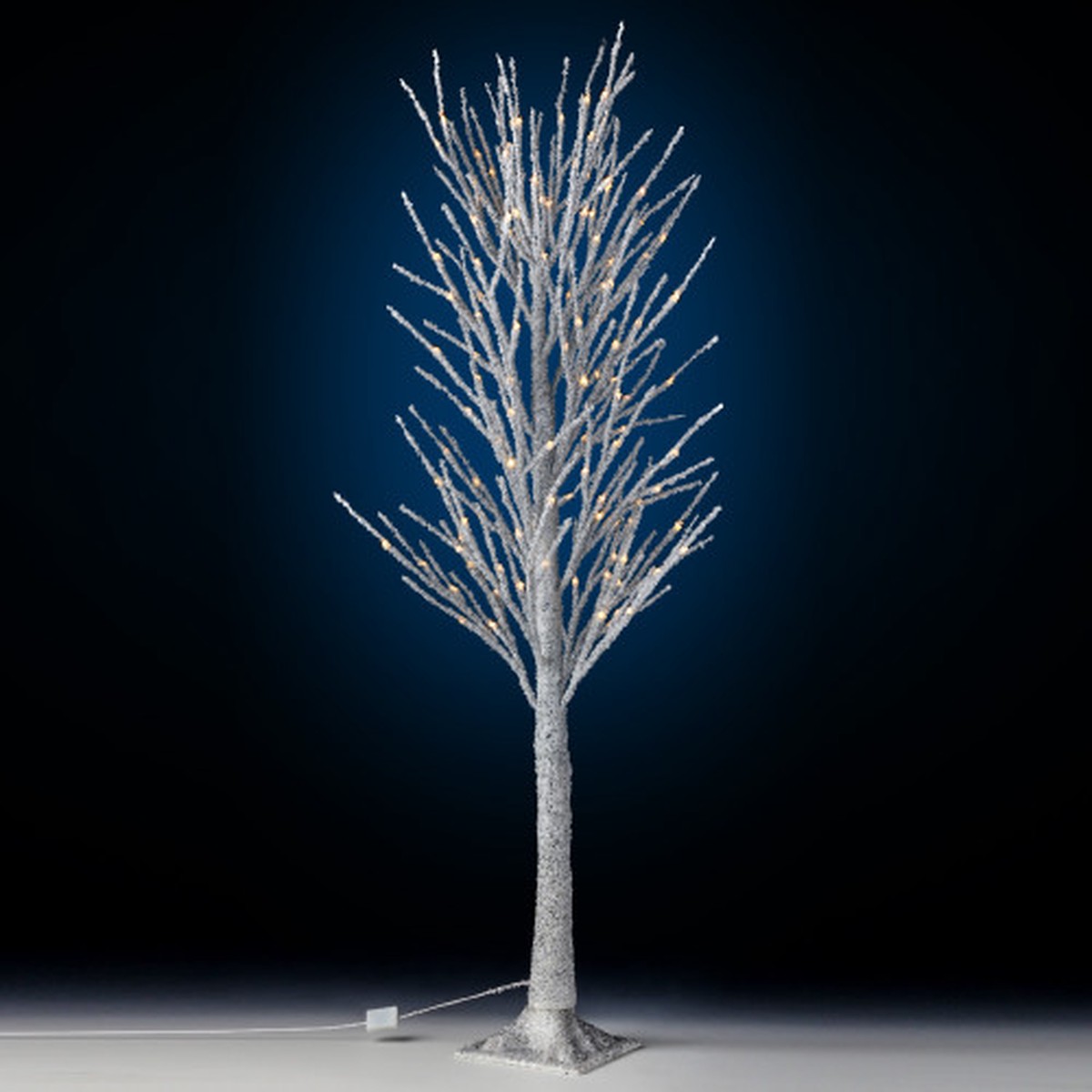 Pre-Lit Metallic Artificial Christmas Tree - 5' - Silver - Warm White LED Lights
