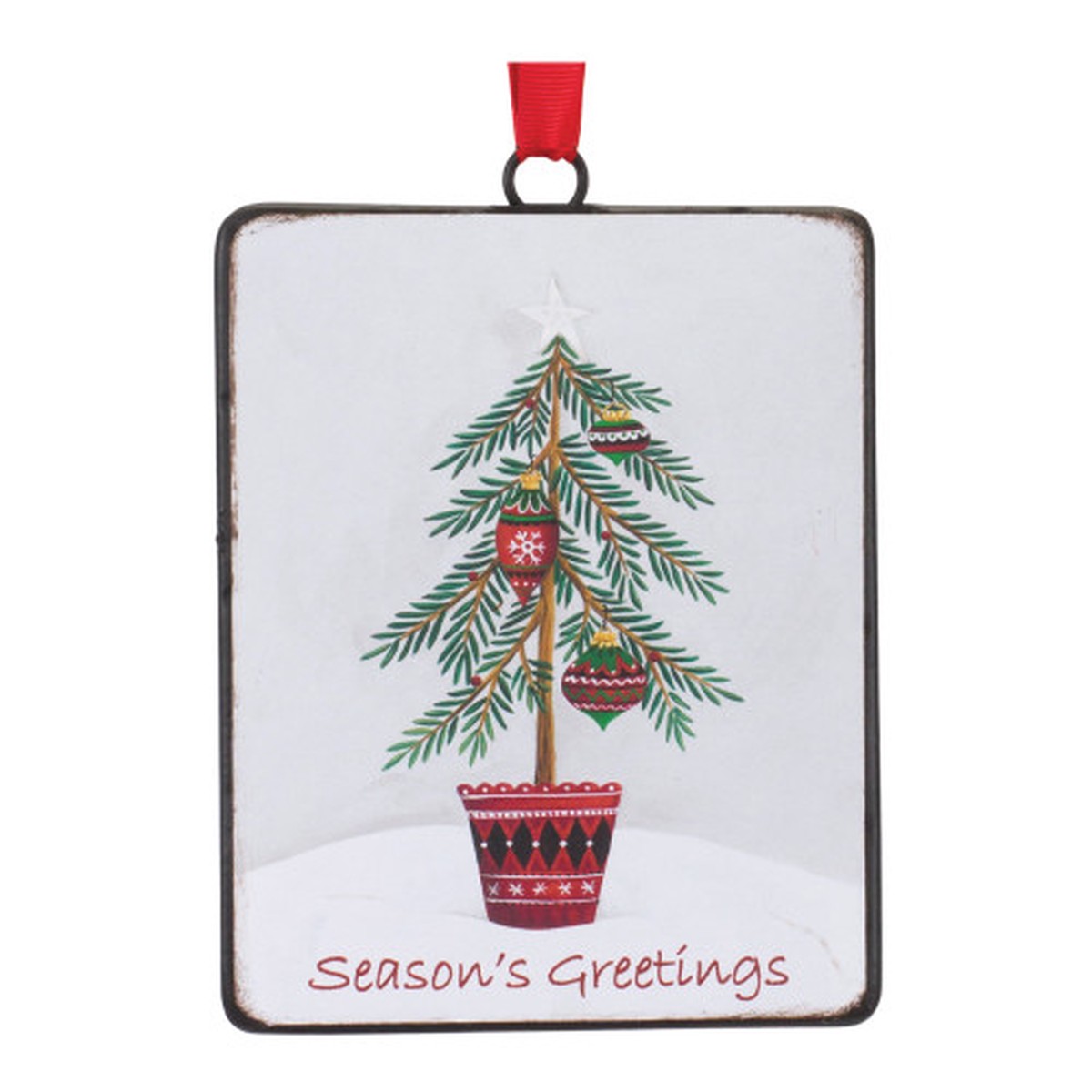 “Season’s Greetings” Pine Tree Christmas Tag Ornaments – 5.5″ – 12ct