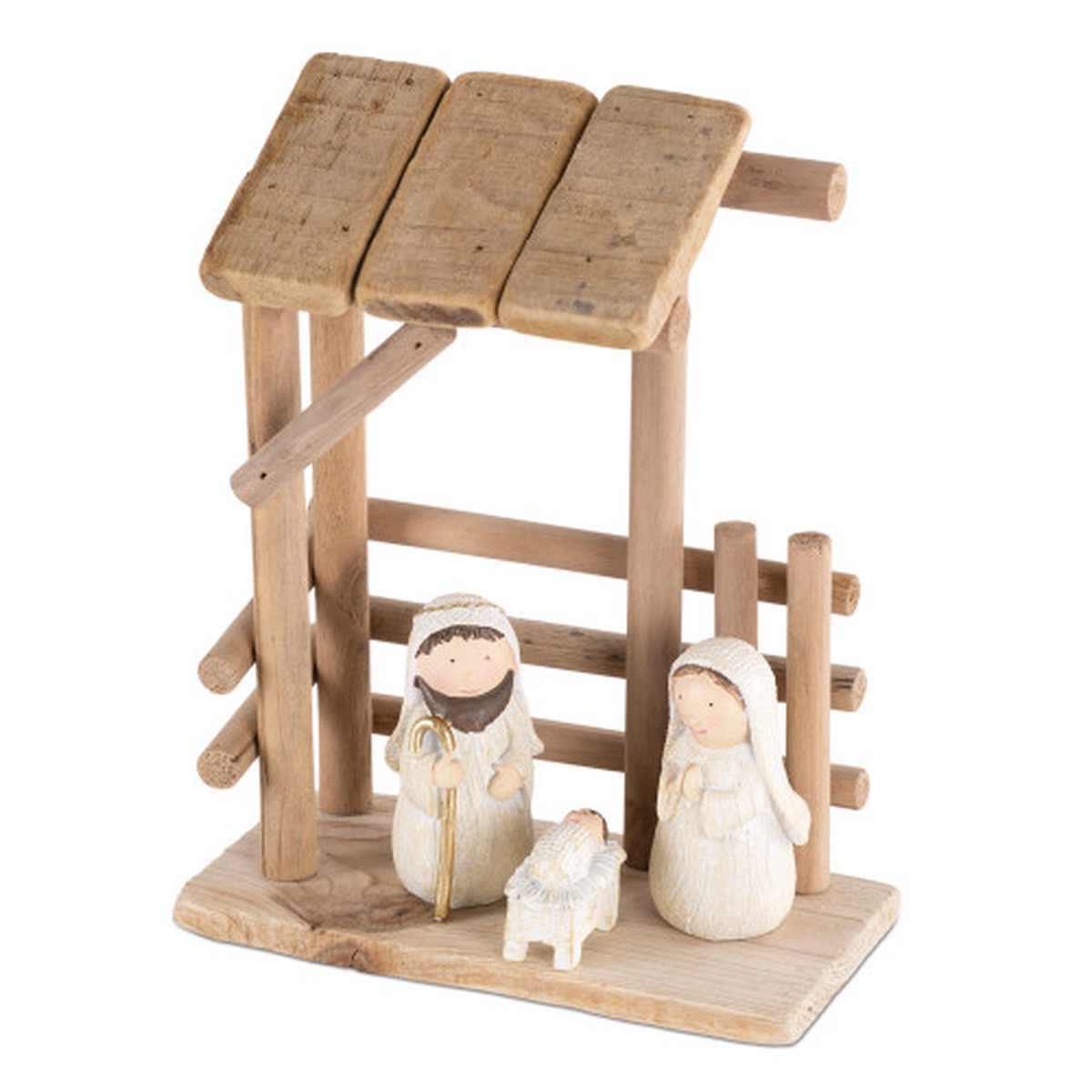 Wooden Creche Nativity Scene Christmas Tabletop Decoration – 9″