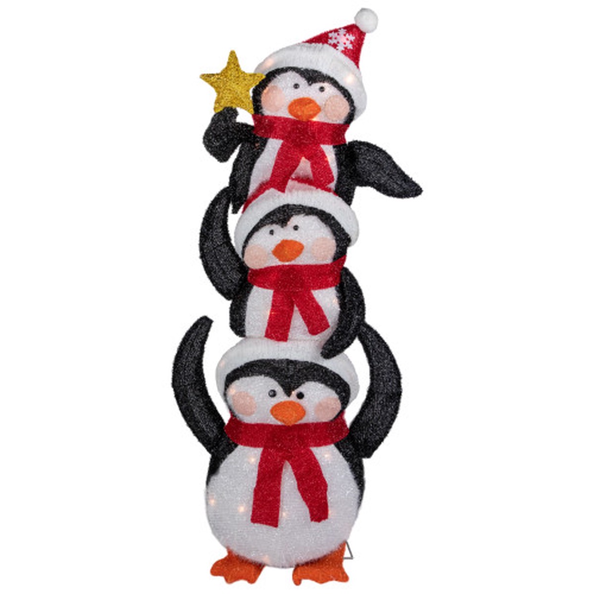 41″ Lighted Stacked Penguin Family Outdoor Christmas Decoration