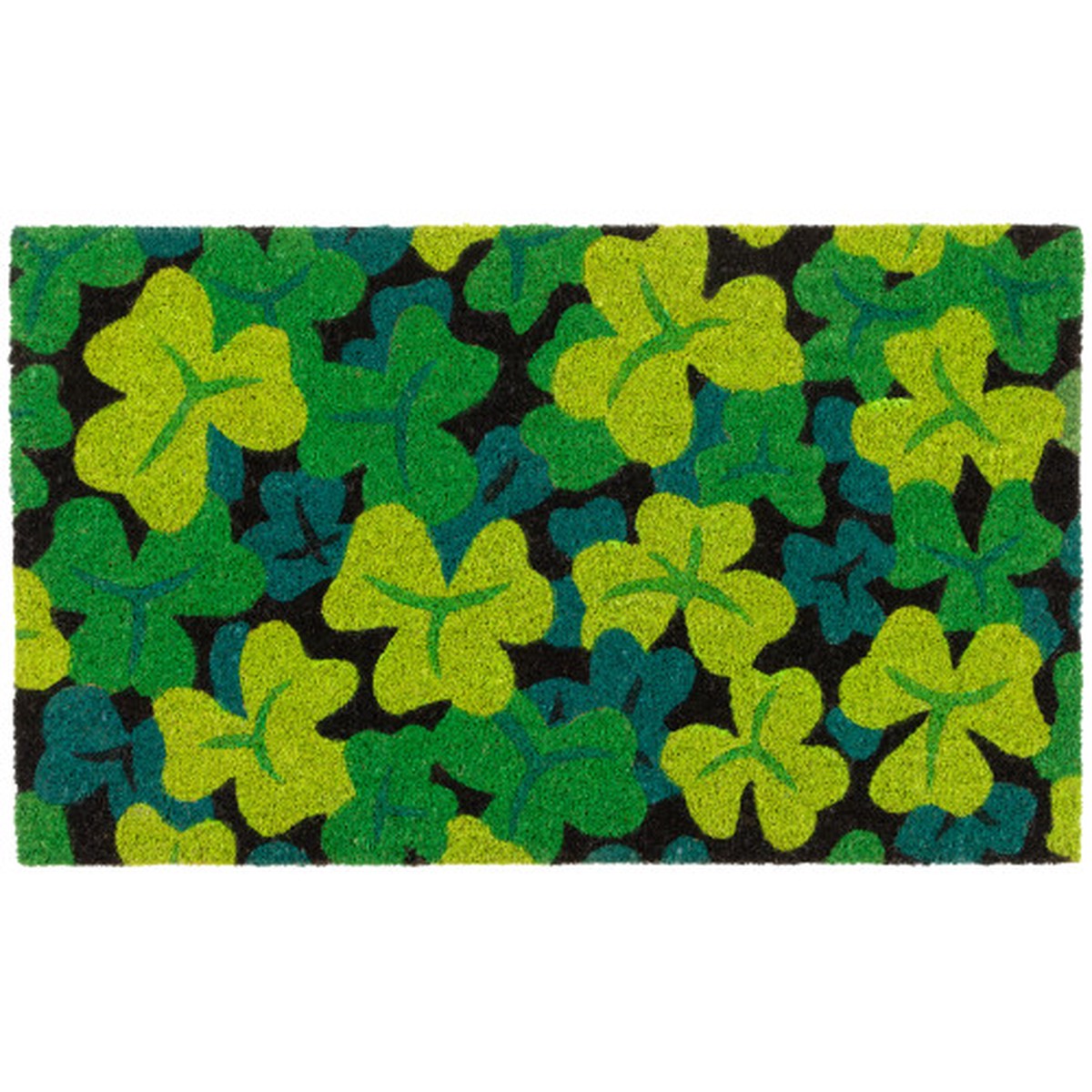Black Coir Multicolor Green Shamrock Outdoor Doormat 18″ x 30″