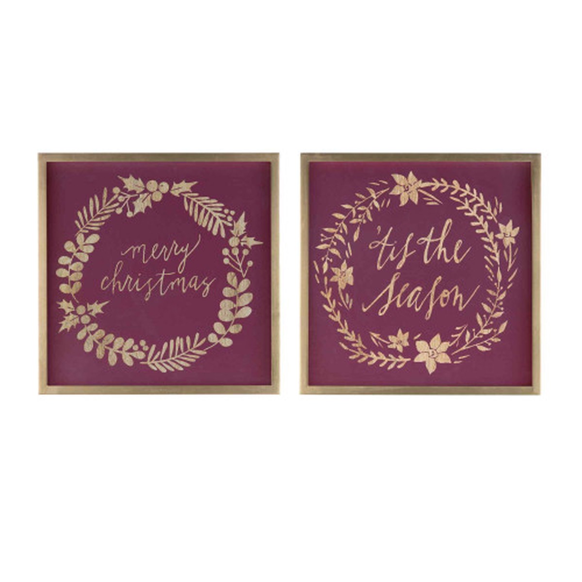 “Merry Christmas” and “‘Tis the Season” Framed Wall Signs – 15.75″ – Set of 2