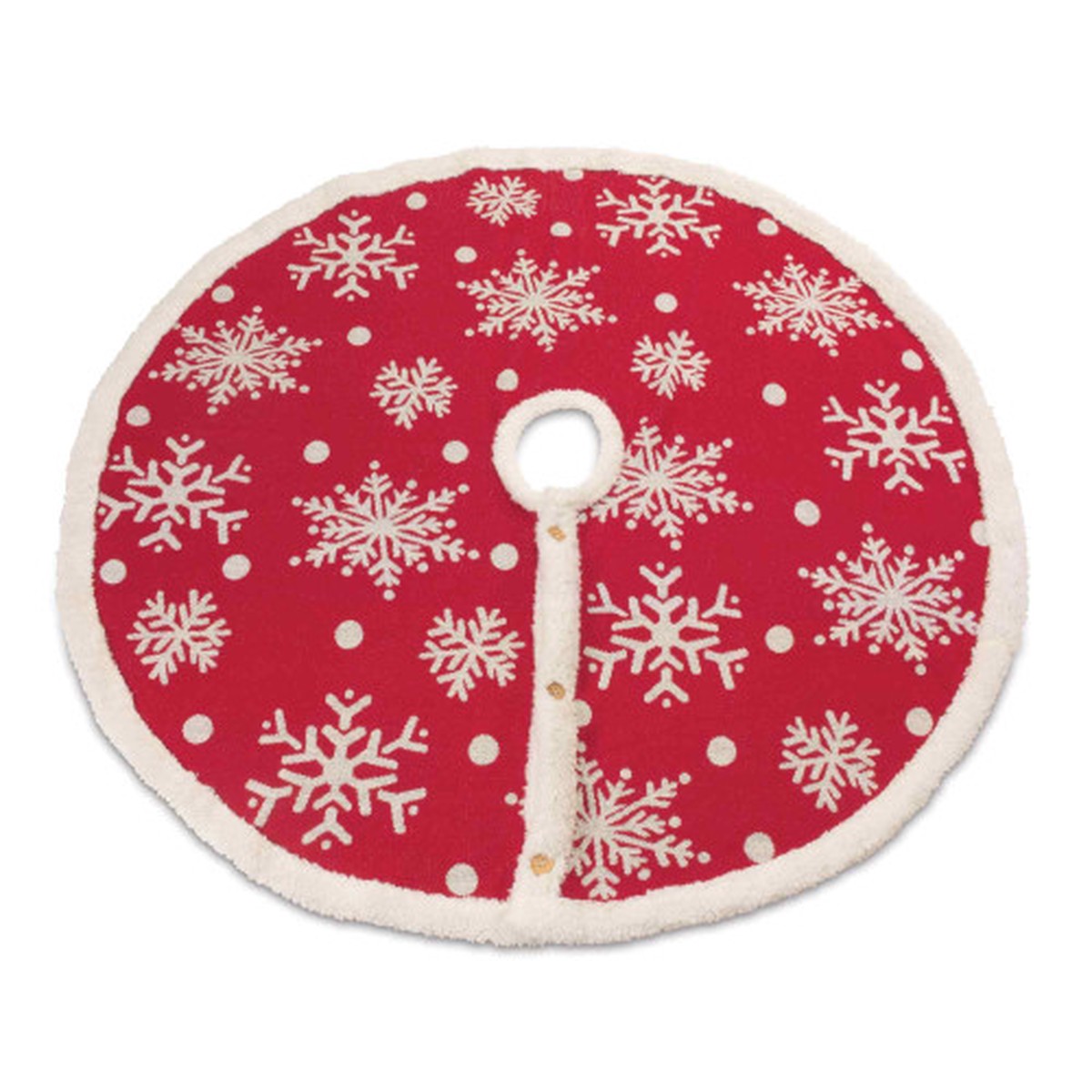 Snowflake Christmas Tree Skirt - 48" - Red and White