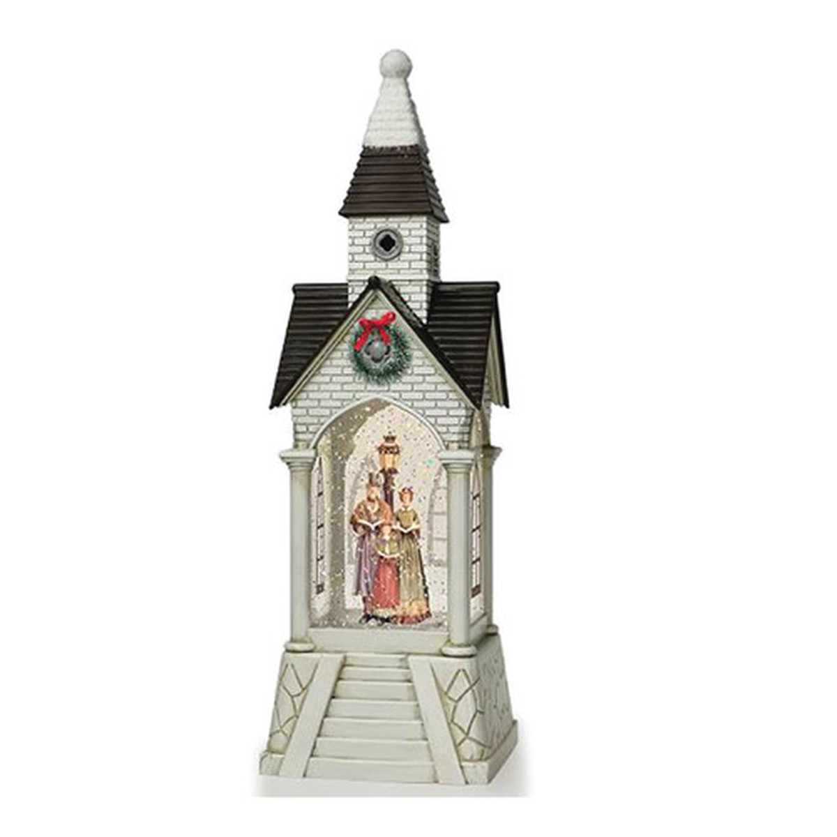 13″ White Pre-Lit Carolers in Glitter Christmas Snow Globe