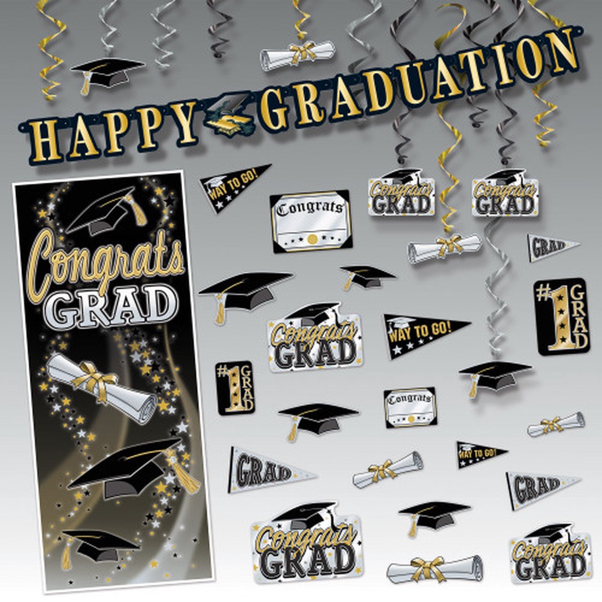 34-Piece Happy Graduation Paper Party Decoration Kit – 6′