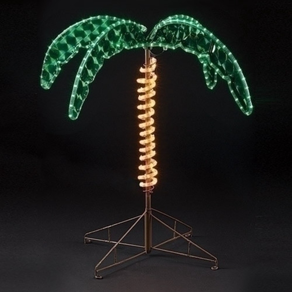 Outdoor Lighted Palm Tree with Holographic Rope Light – 30″ – Green