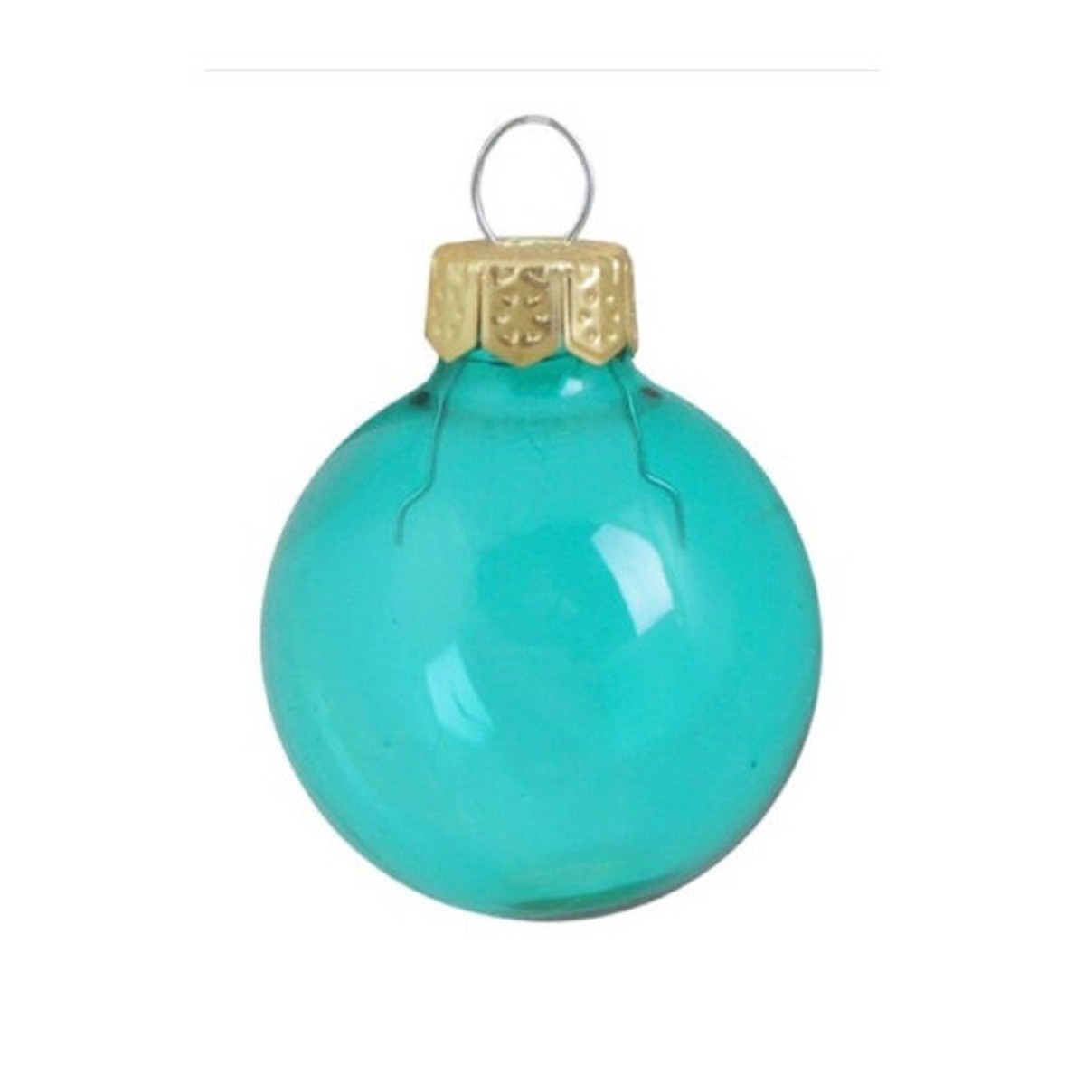 Small Transparent Finish Glass Christmas Ball Ornaments – 2″ (50mm) – Turquoise – 28ct