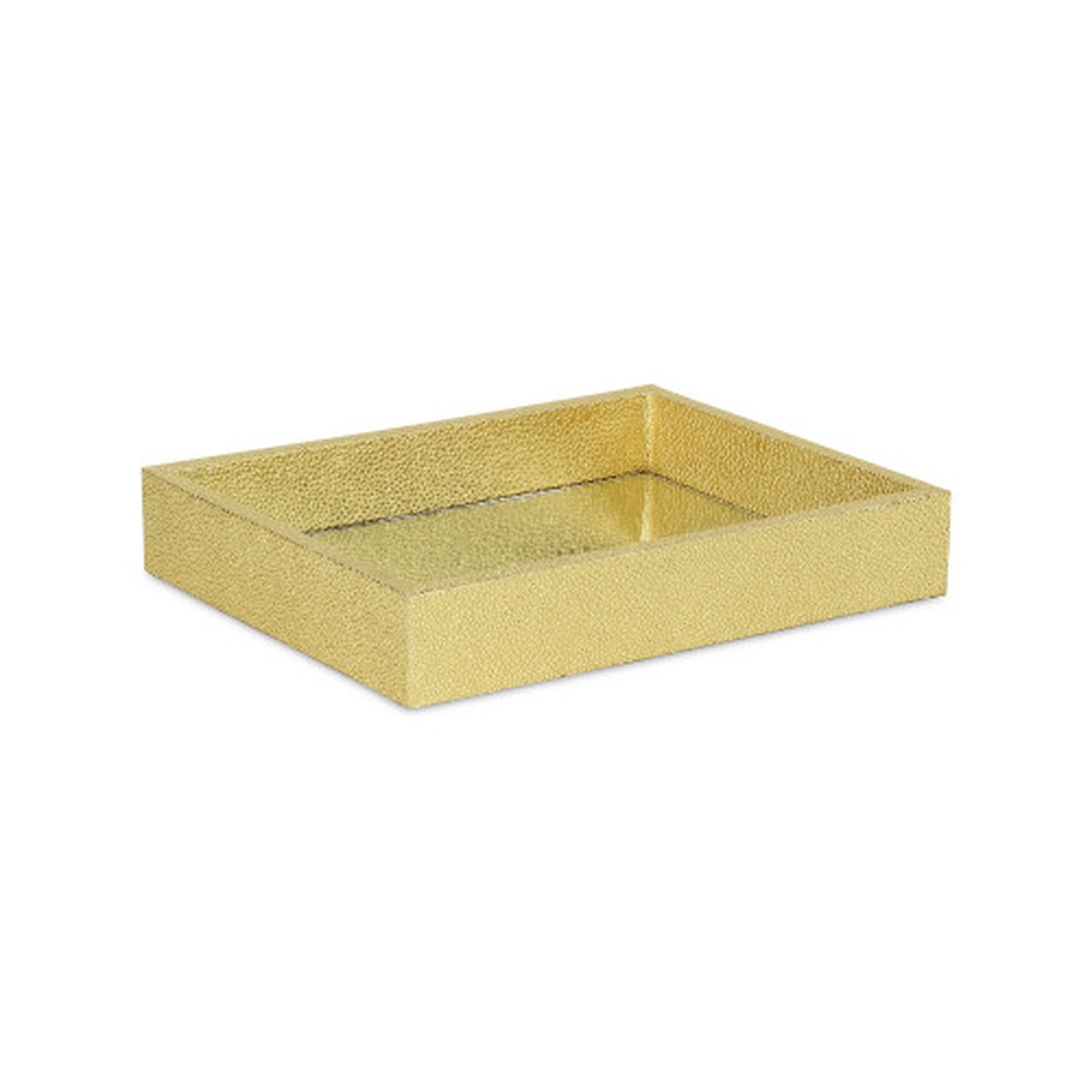 10.25″ Gold Rectangular Shagreen Tray with Mirrored Interior