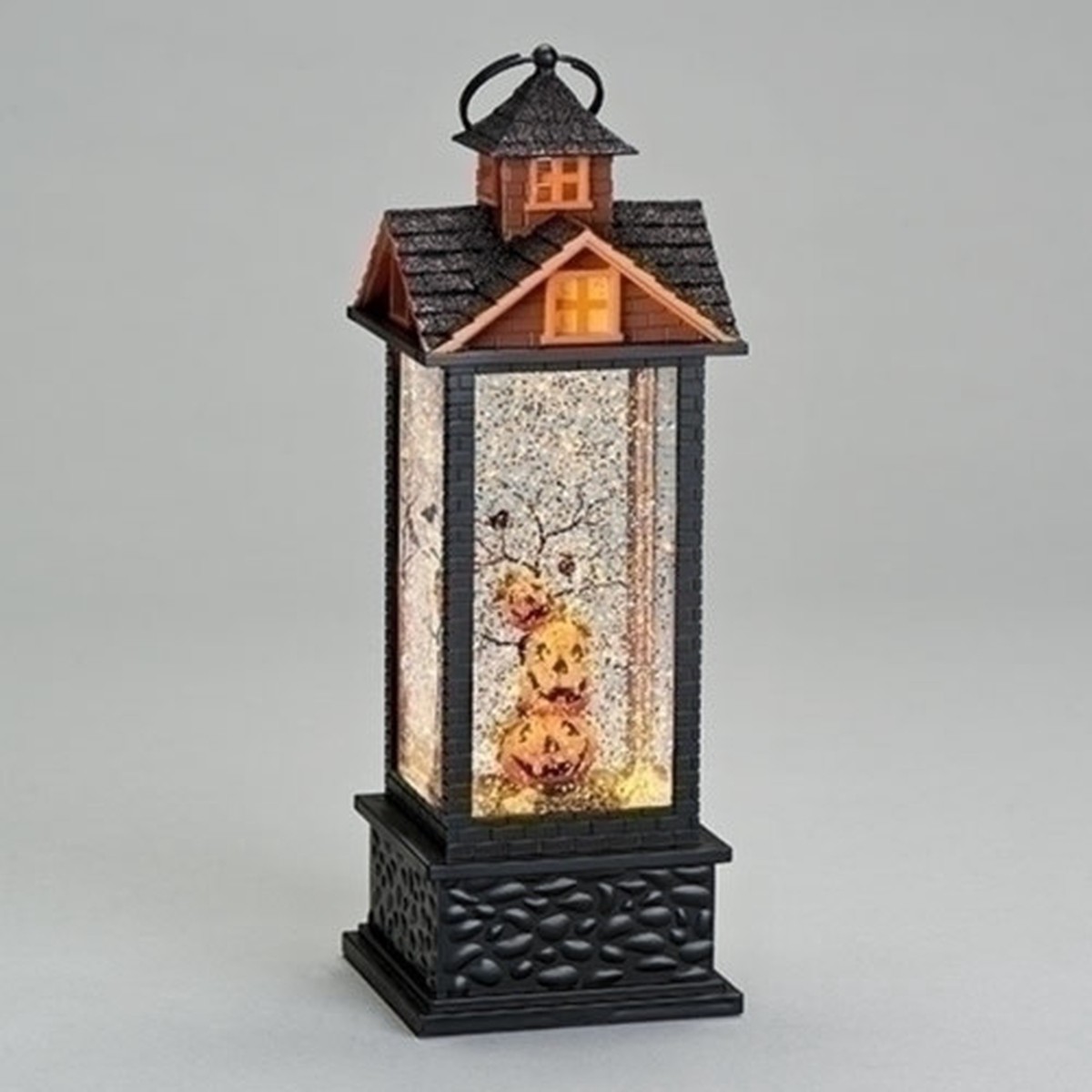 11.75″ LED Lighted House with Jack-O-Lantern Halloween Snow Globe Lantern