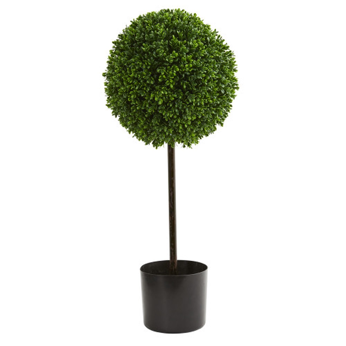 2.5′ Artificial Boxwood Ball Topiary Outdoor Tree in Black Pot