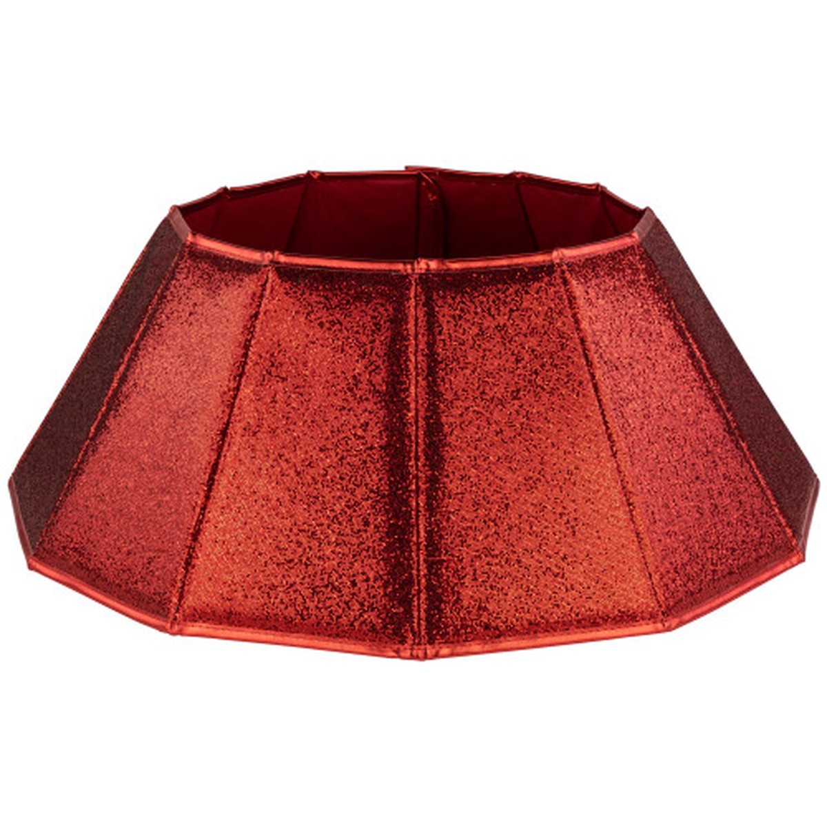 26″ Glittery Red Fabric Hexagonal Christmas Tree Collar