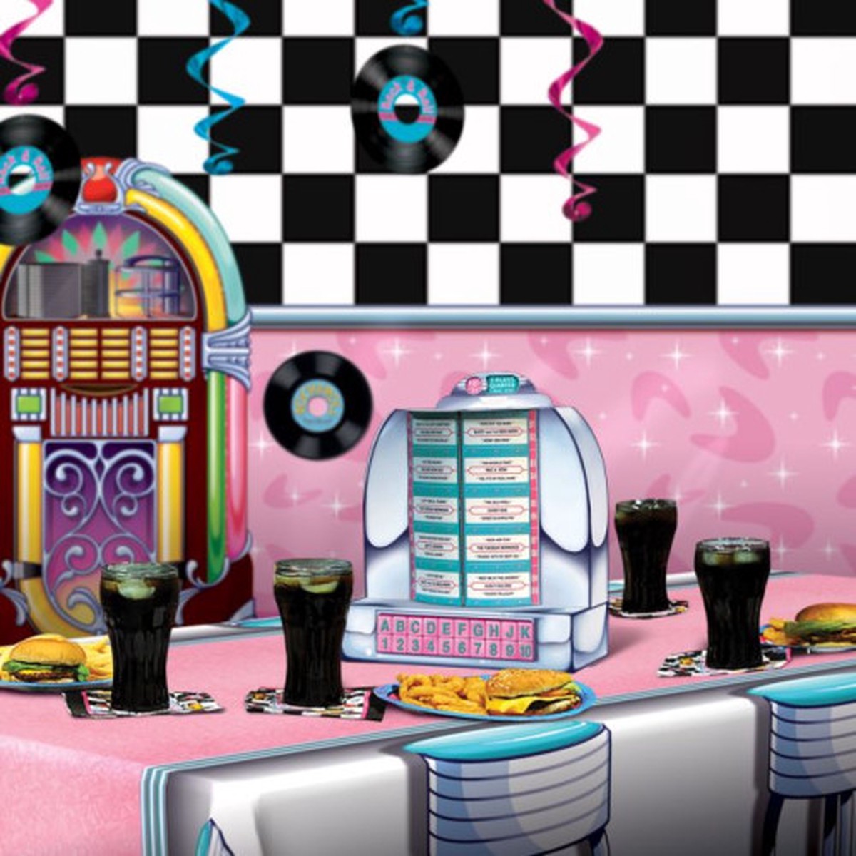 3-D Retro Jukebox Party Centerpieces – 13.25″ – Multicolor – Pack of 6