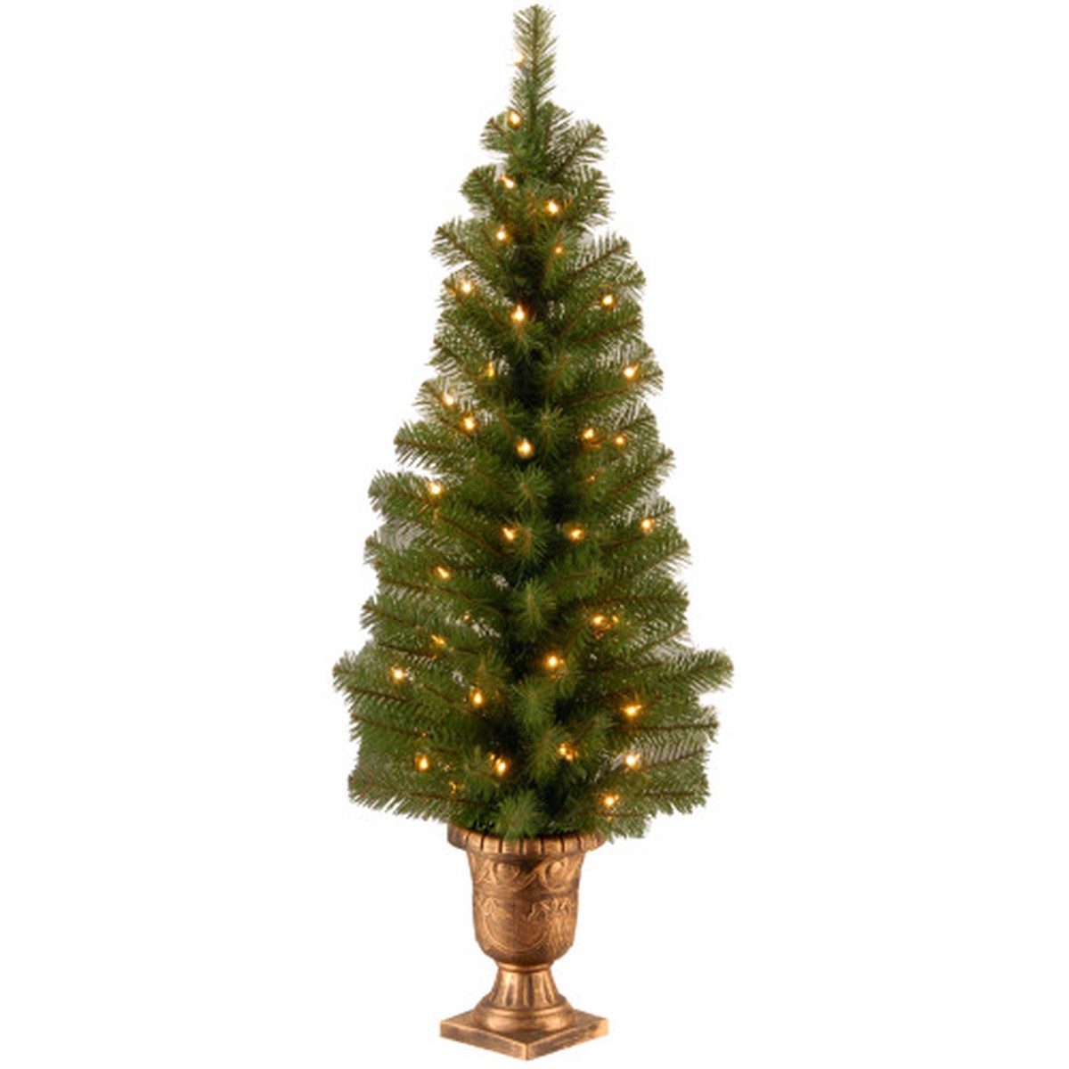 4 Pre-Lit Potted Montclair Spruce Artificial Christmas Tree, Clear Lights