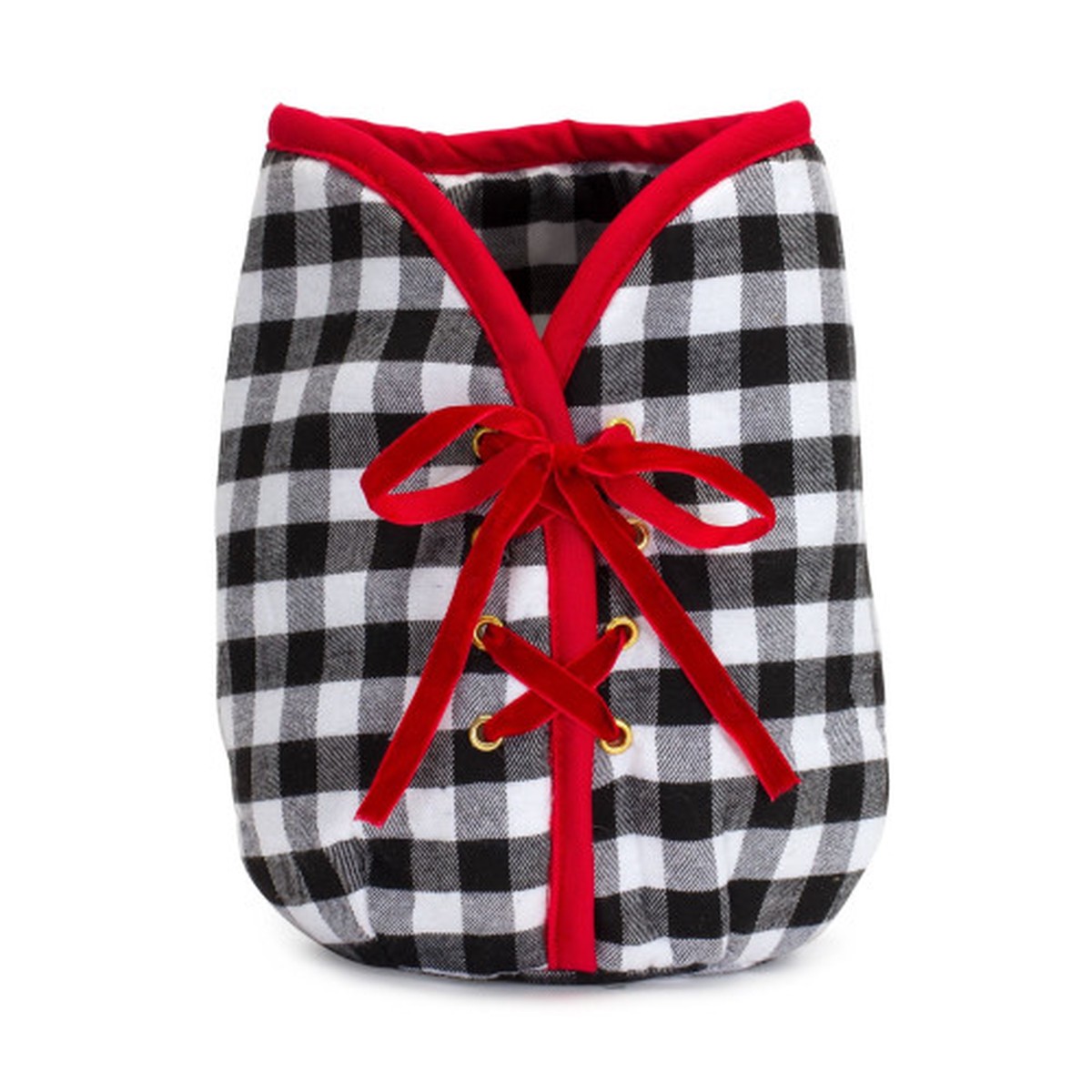 9″ Black and White Gingham Christmas Tree Pot Cover