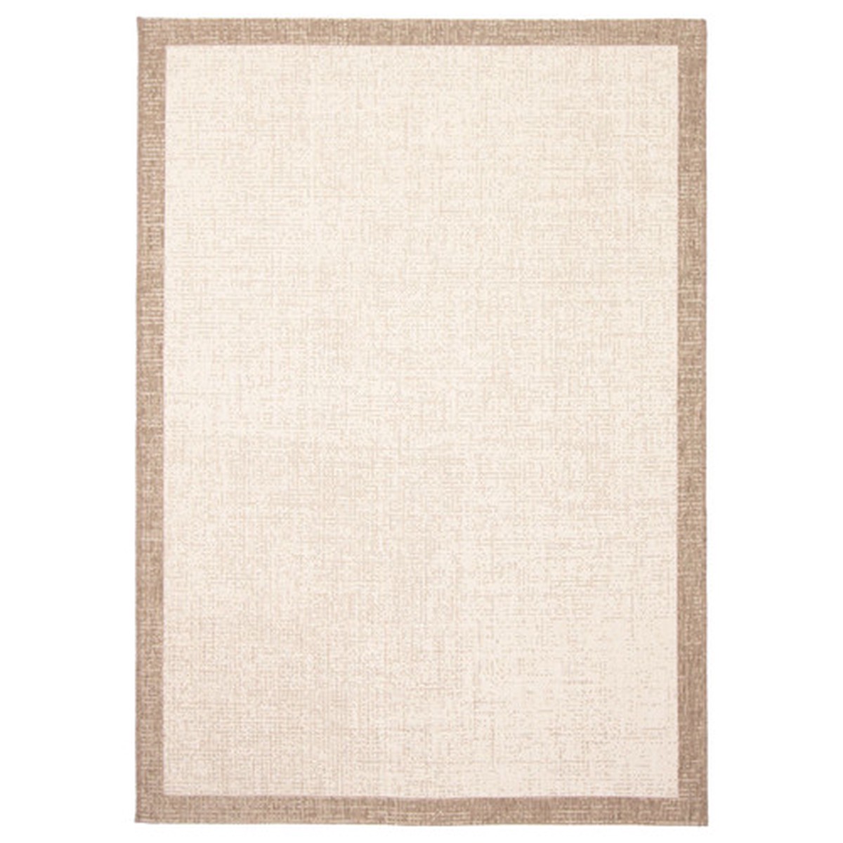 Bordered Rectangular Area Throw Rug – 5.25′ x 7.5′ – Champagne and Taupe