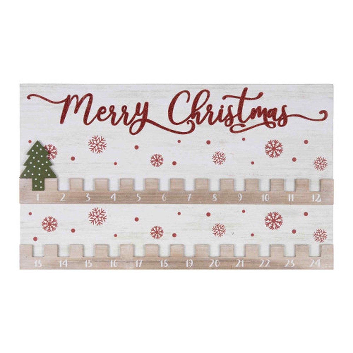 “Merry Christmas” Countdown Calendar – 20″ – White and Red