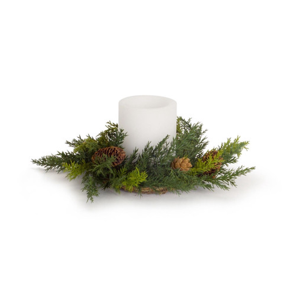 Set of 6 Pine with Pinecone Artificial Christmas Candle Rings 11″