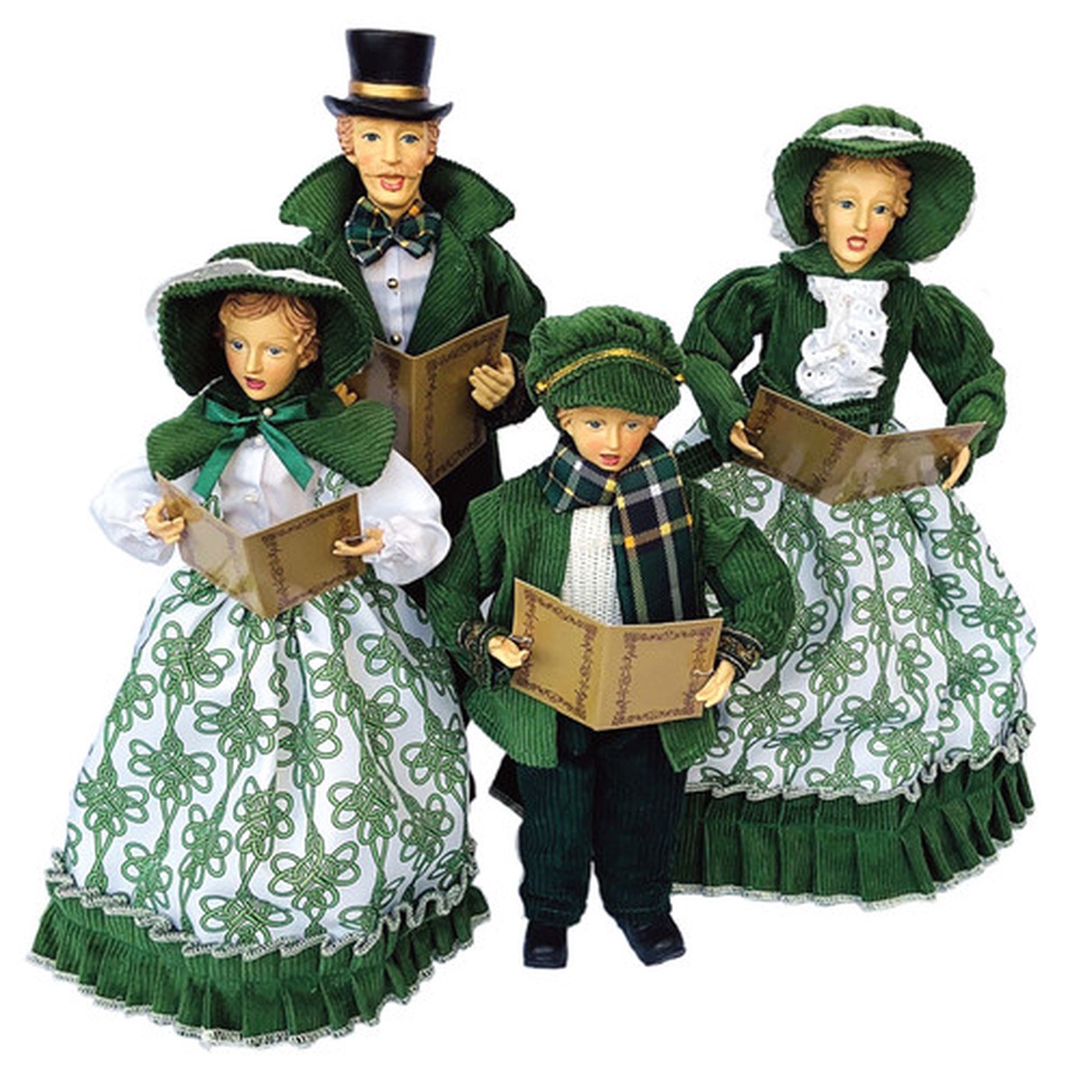 Victorian Irish Knot Christmas Carolers Figurines – 18″ – Set of 4