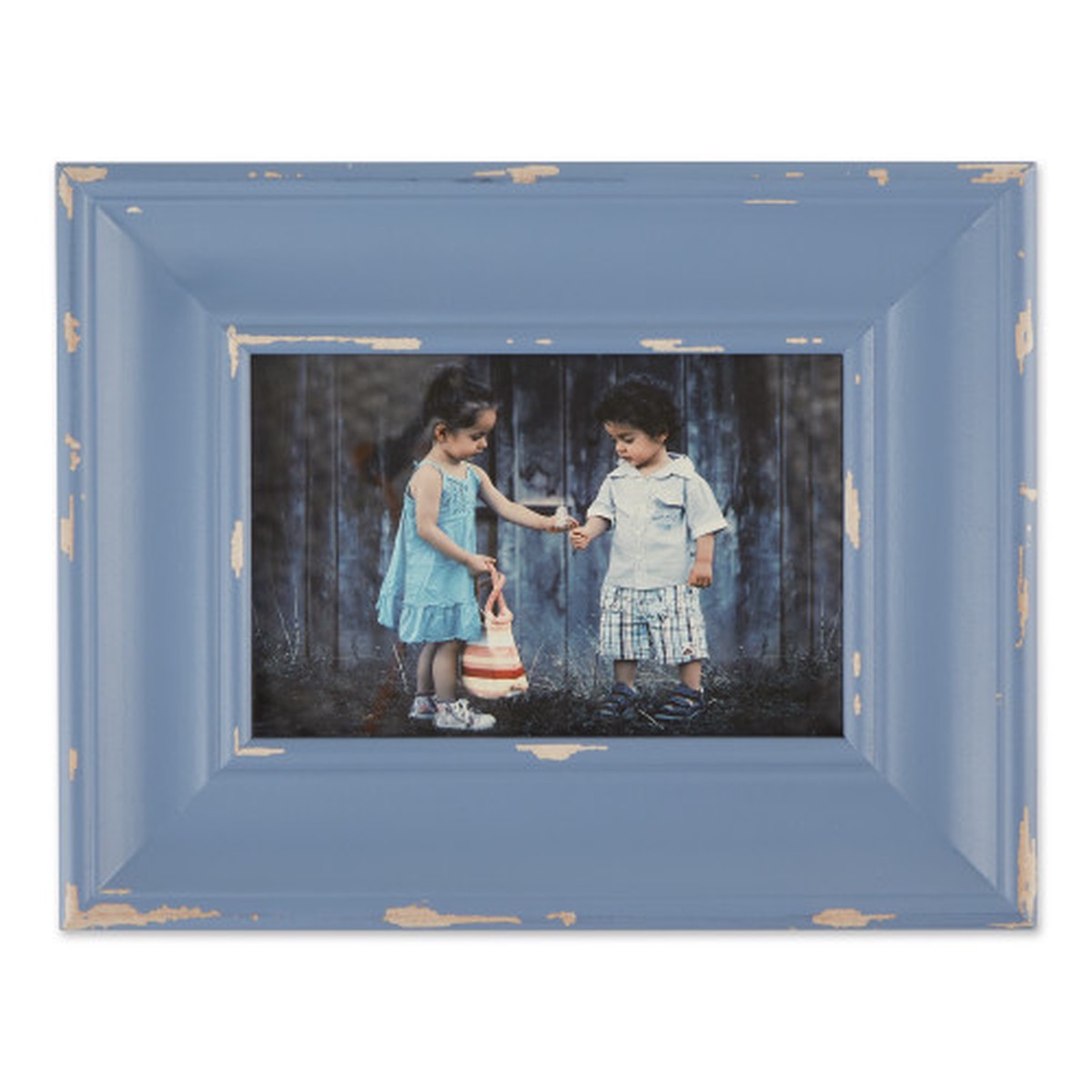 Weathered Farmhouse Rectangular Picture Frame – for 4″ x 6″ Photo – Blue