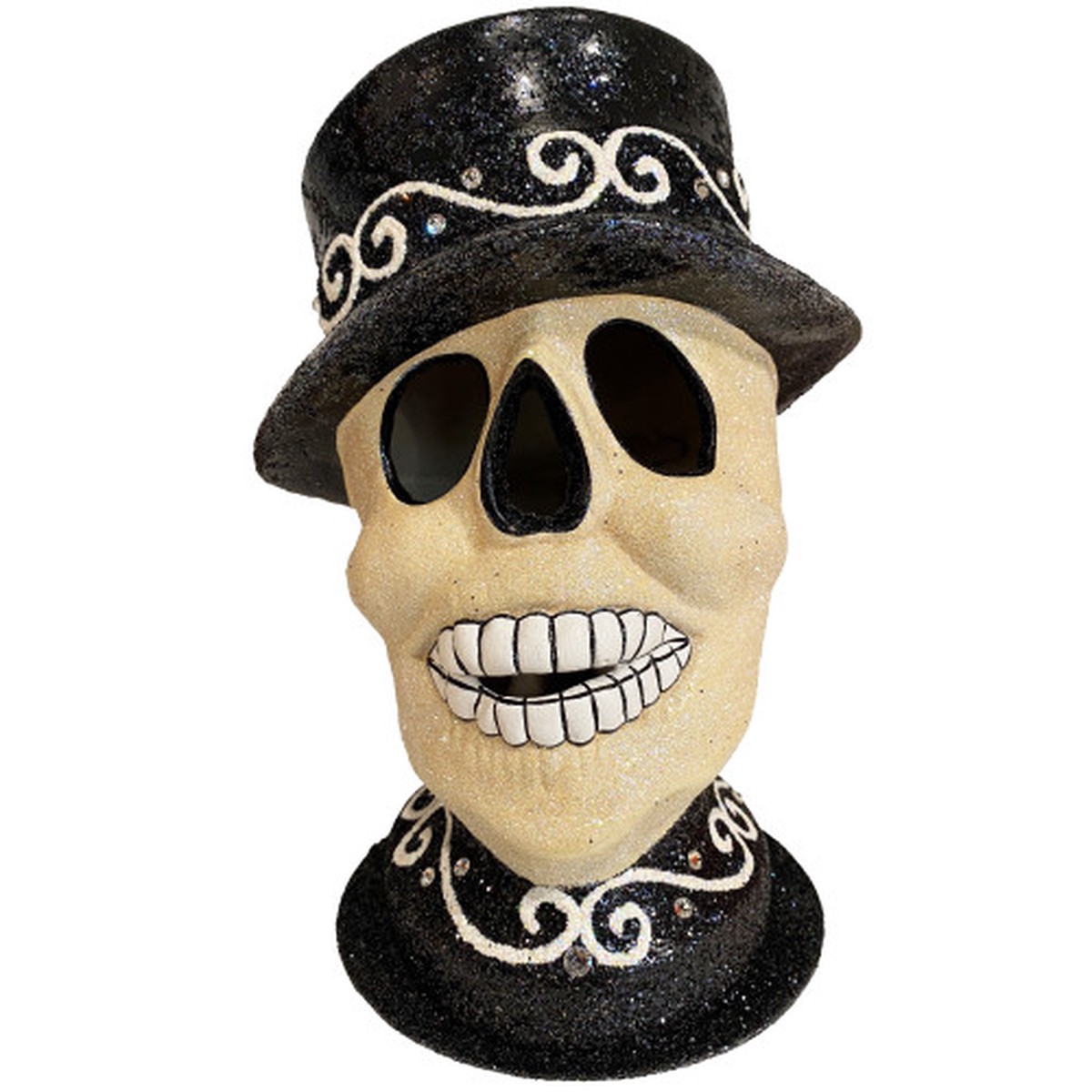 10 Schaller Skull Paper Mache Halloween Candy Container with Crystals