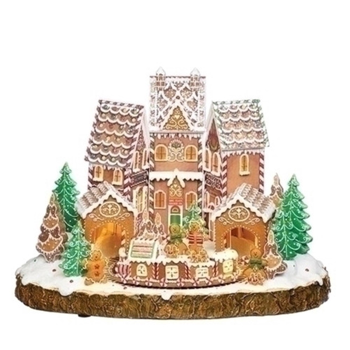13.75″ LED Lighted Gingerbread Scene Musical Christmas Village