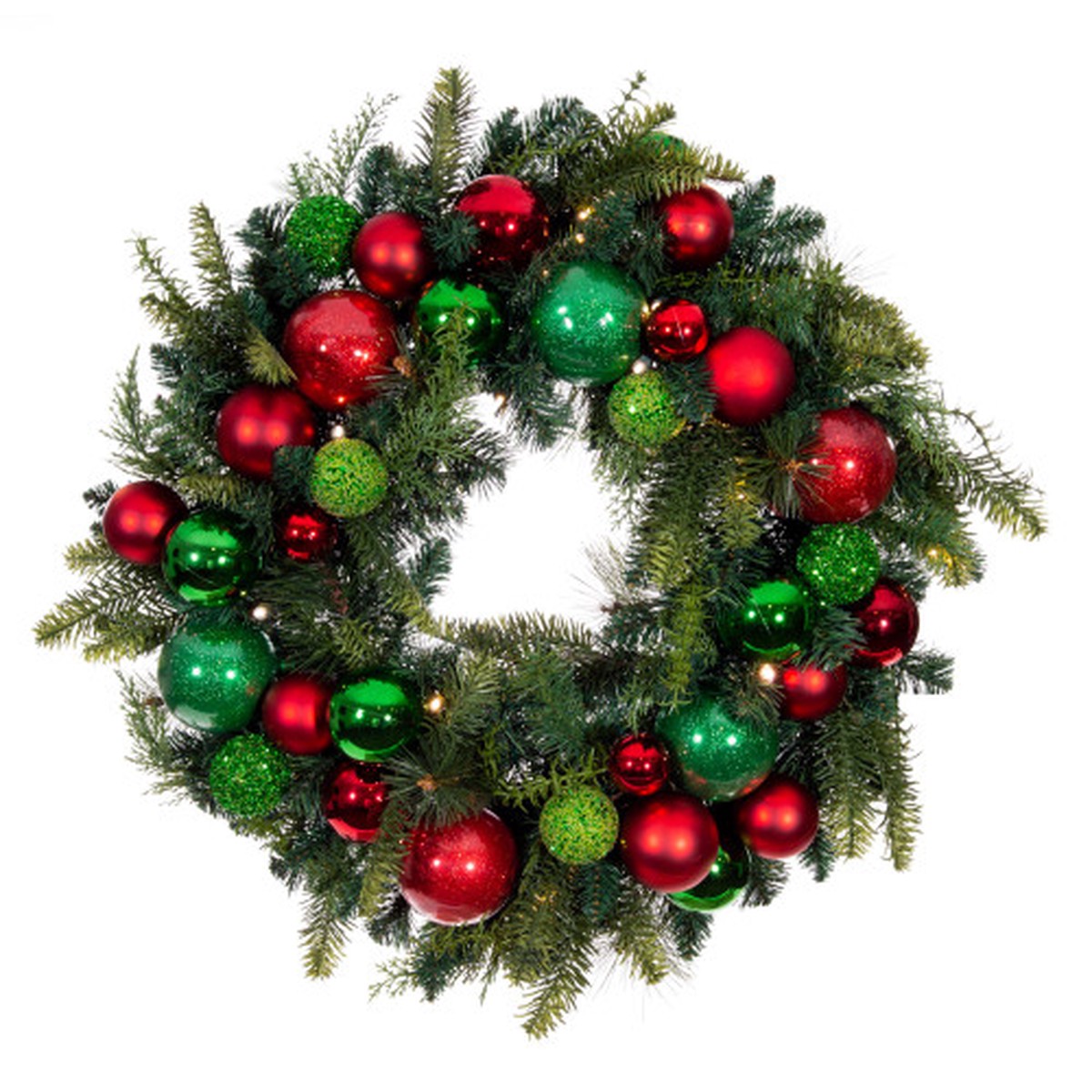 30" Green Christmas Cheer LED Artificial Wreath - Pre-Lit