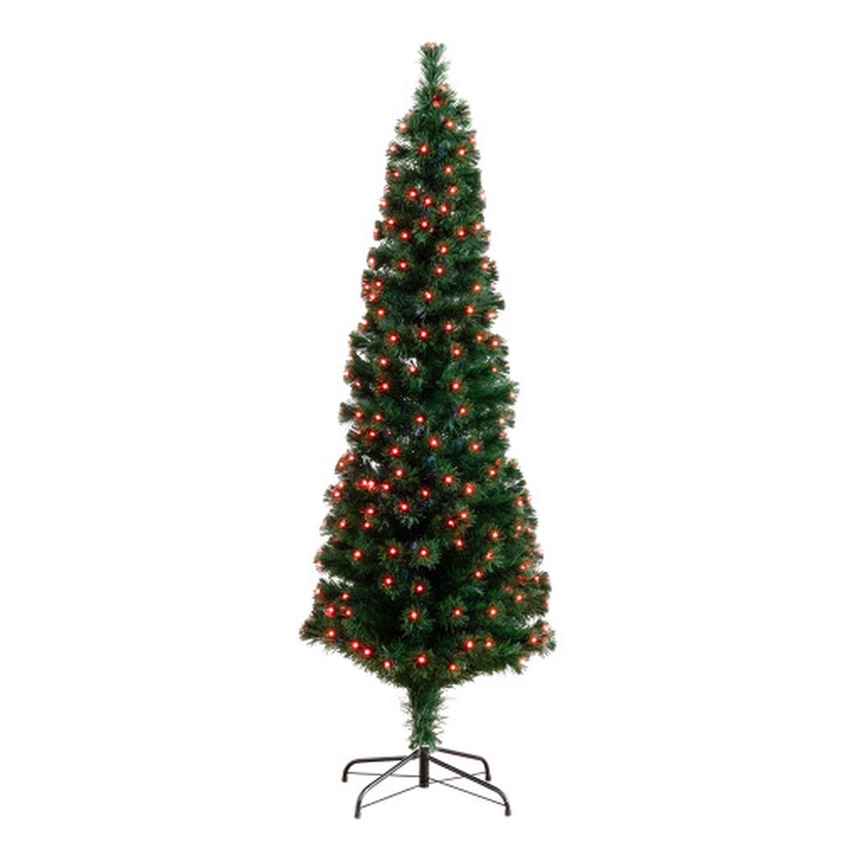 6′ Pre-Lit Slim Fiber Optic Artificial Christmas Tree, Multicolored LED Lights