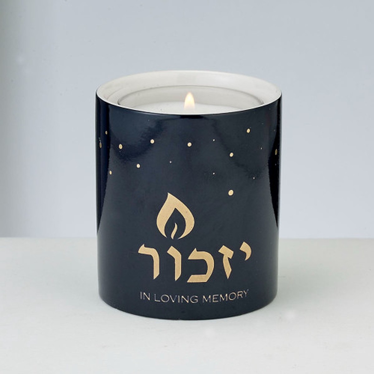 Yizkor Luminaria Ceramic Memorial Candleholder – 3″