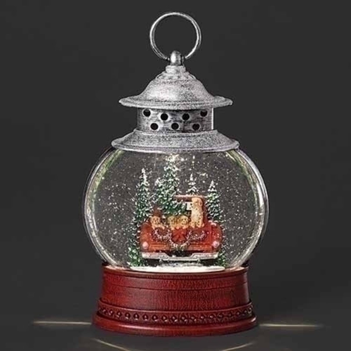 10″ LED Lighted Dogs in Truck Christmas Snow Globe Lantern