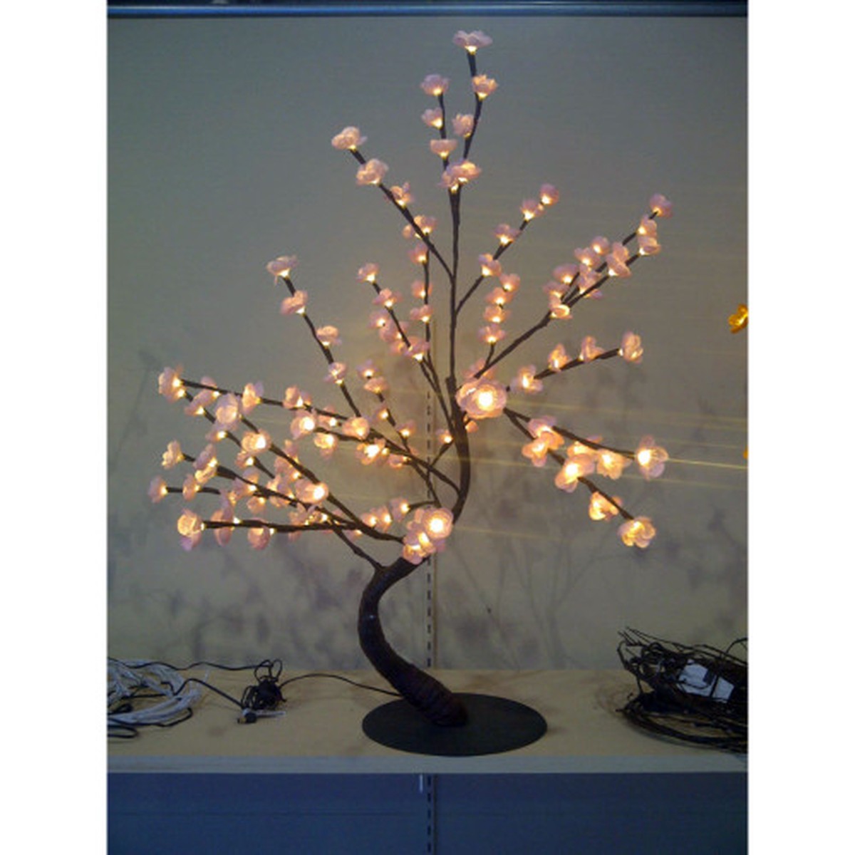 2.6' Pre-Lit Bonsai Artificial Tree, Pink LED Lights