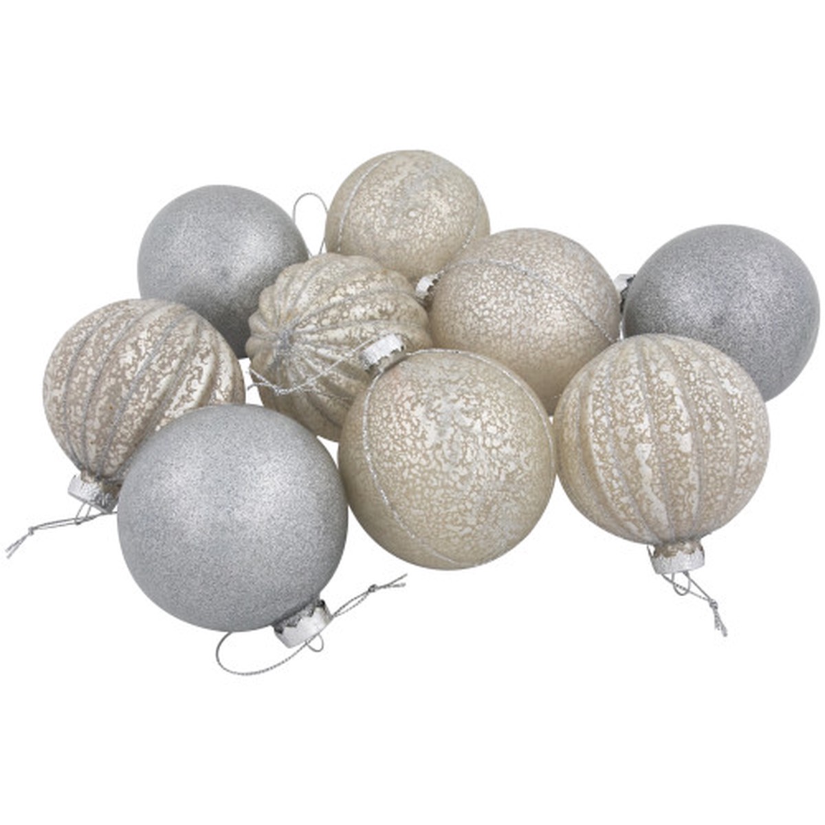 2-Finish Glass Ball Christmas Ornaments – 3″ (80mm) – Gold and Silver – 9ct
