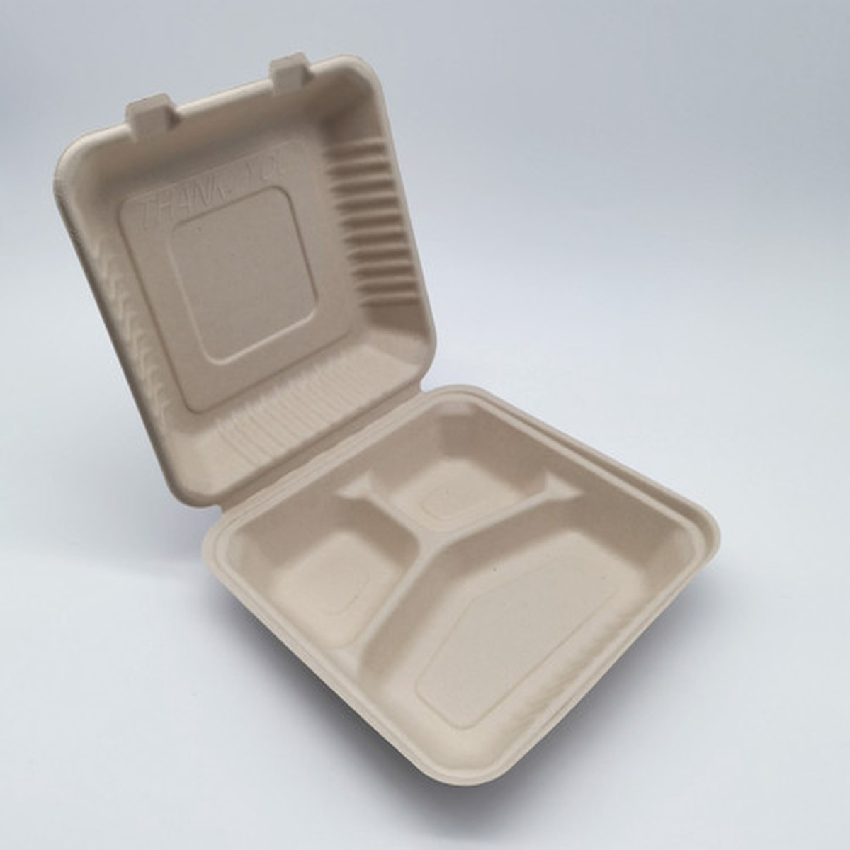 200-Count 3-Compartment Hinged Natural Take Out Containers – 9″
