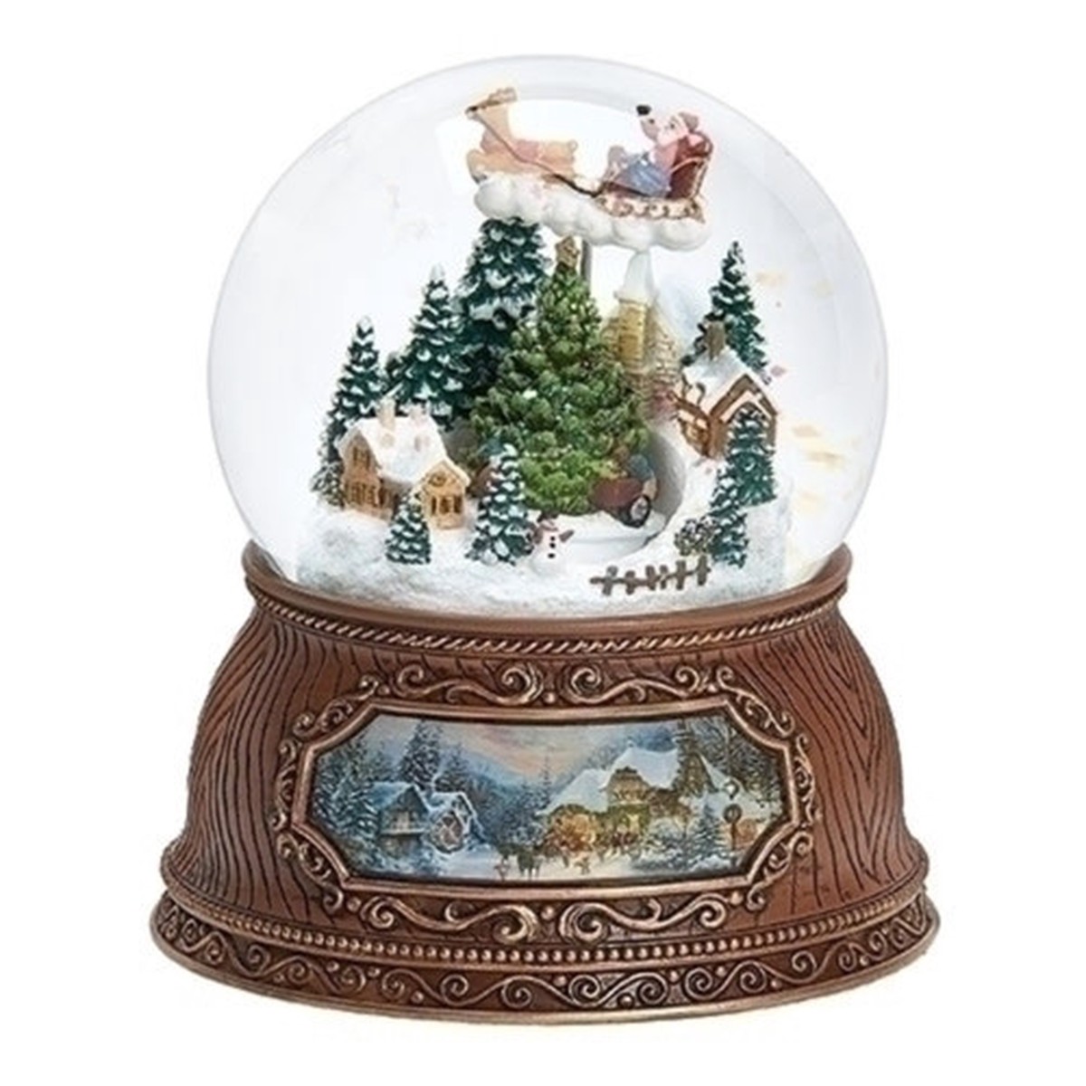 5.5″ Santa Flying in Sleigh Christmas Musical Snow Globe