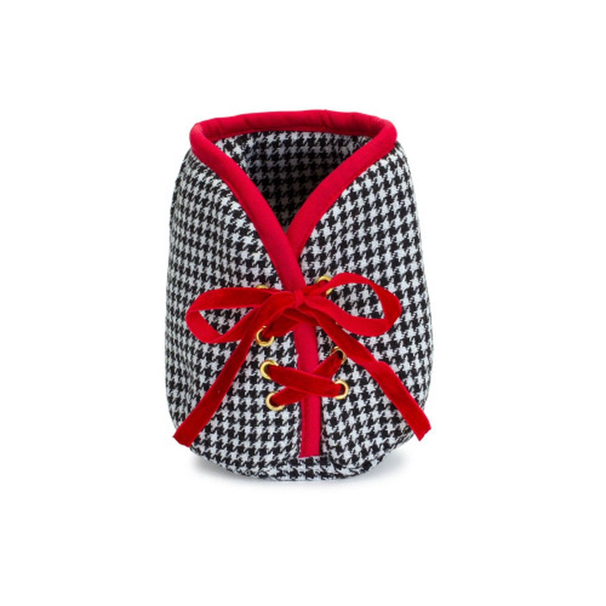 5″ Black and White Houndstooth Christmas Tree Pot Cover