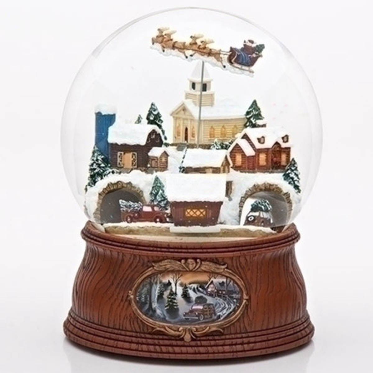 7.75″ Rotating Cars in Town Christmas Musical Snow Globe
