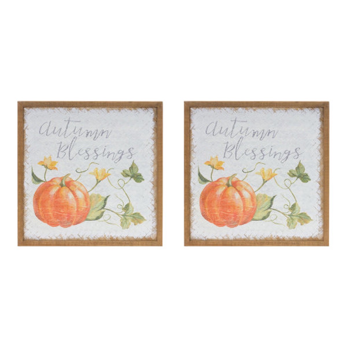 “Autumn Blessing” Pumpkin Wall Signs – 15.75″ – Multi-Color – Set of 2
