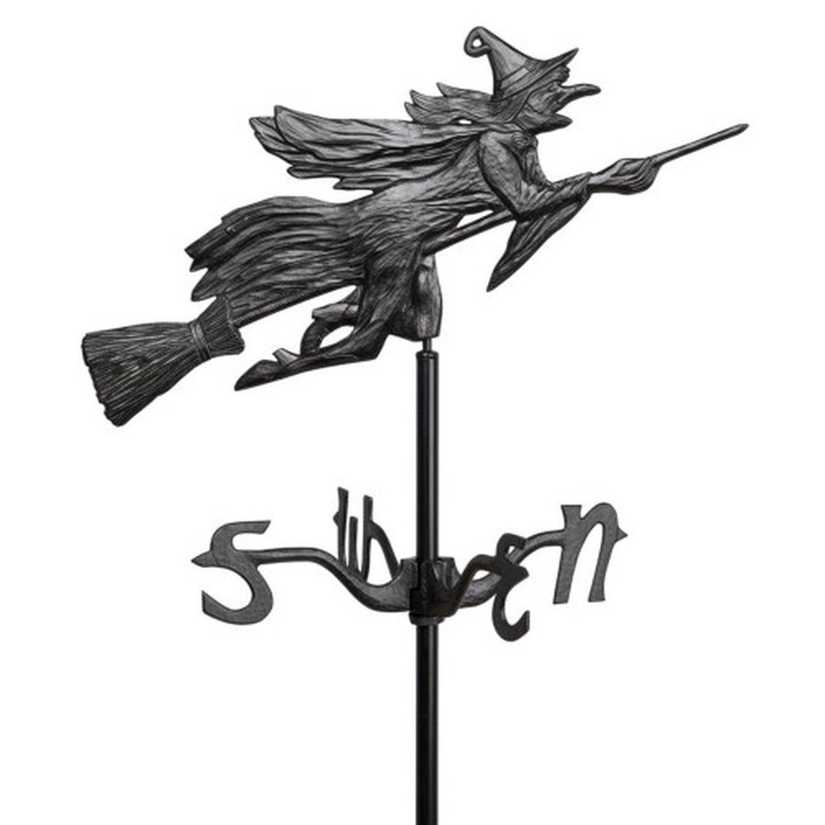 Windblown Wicked Witch Metal Weathervane Outdoor Garden Halloween Stake – 66″