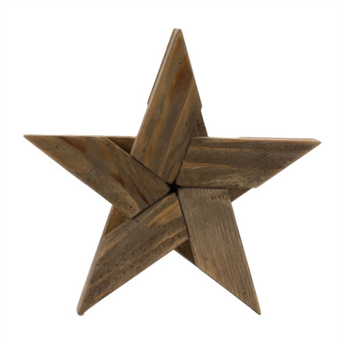 Wooden Star Hanging Christmas Wall Decorations – 15″ – Brown – Set of 2