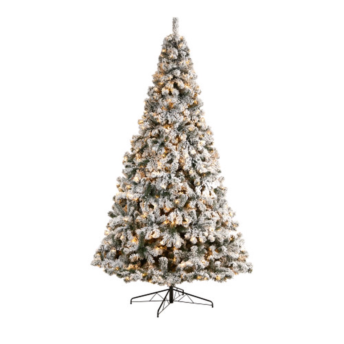 10′ Pre-Lit Flocked West Virginia Fir Artificial Christmas Tree, Warm Clear LED Lights