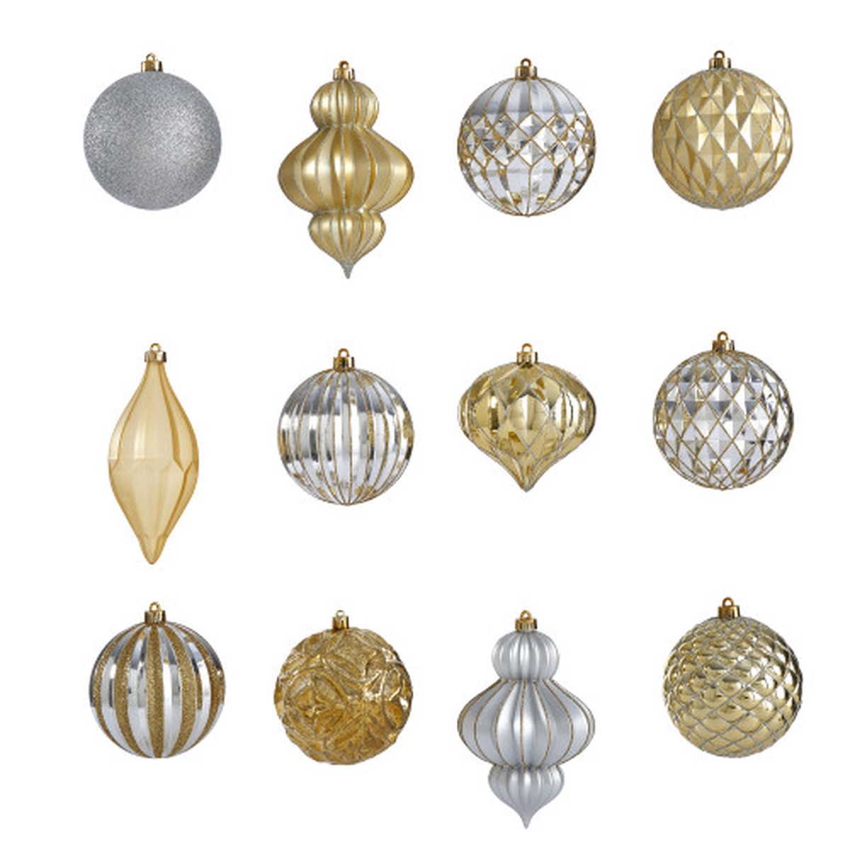 12ct Gold and Silver Shatterproof 3-Finish Christmas Ornament 4″ (100mm)