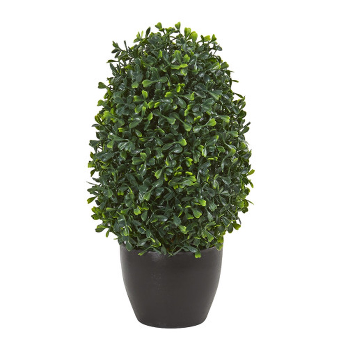 13″ Boxwood Topiary Artificial Plant with Black Pot