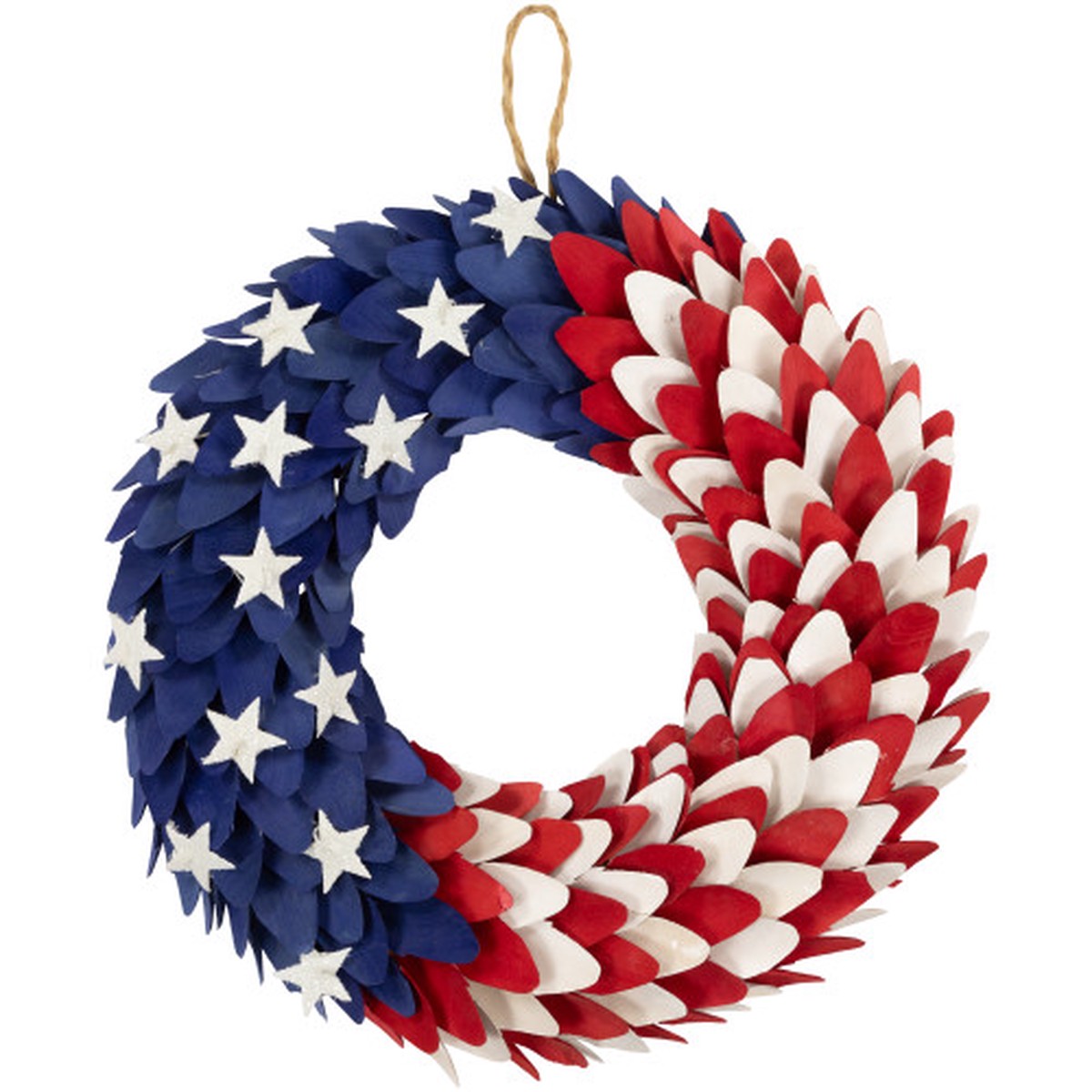 15″ Layered Wood American Flag Stars and Stripes Patriotic Wreath