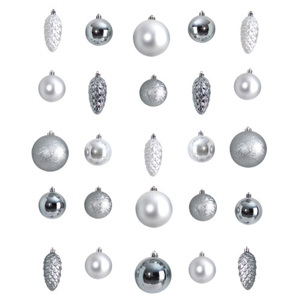 23ct Silver Shatterproof 2-Finish Christmas Tree Ornament 4″ (100mm)