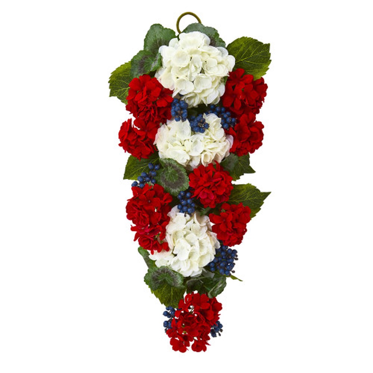 26″ Geranium and Blueberries Artificial Teardrop Swag – Unlit