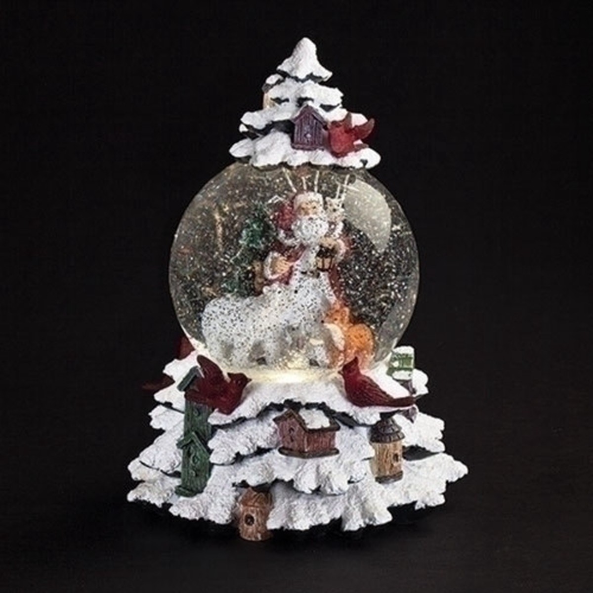 9″ LED Lighted Tree with Santa and Animals Christmas Musical Snow Globe