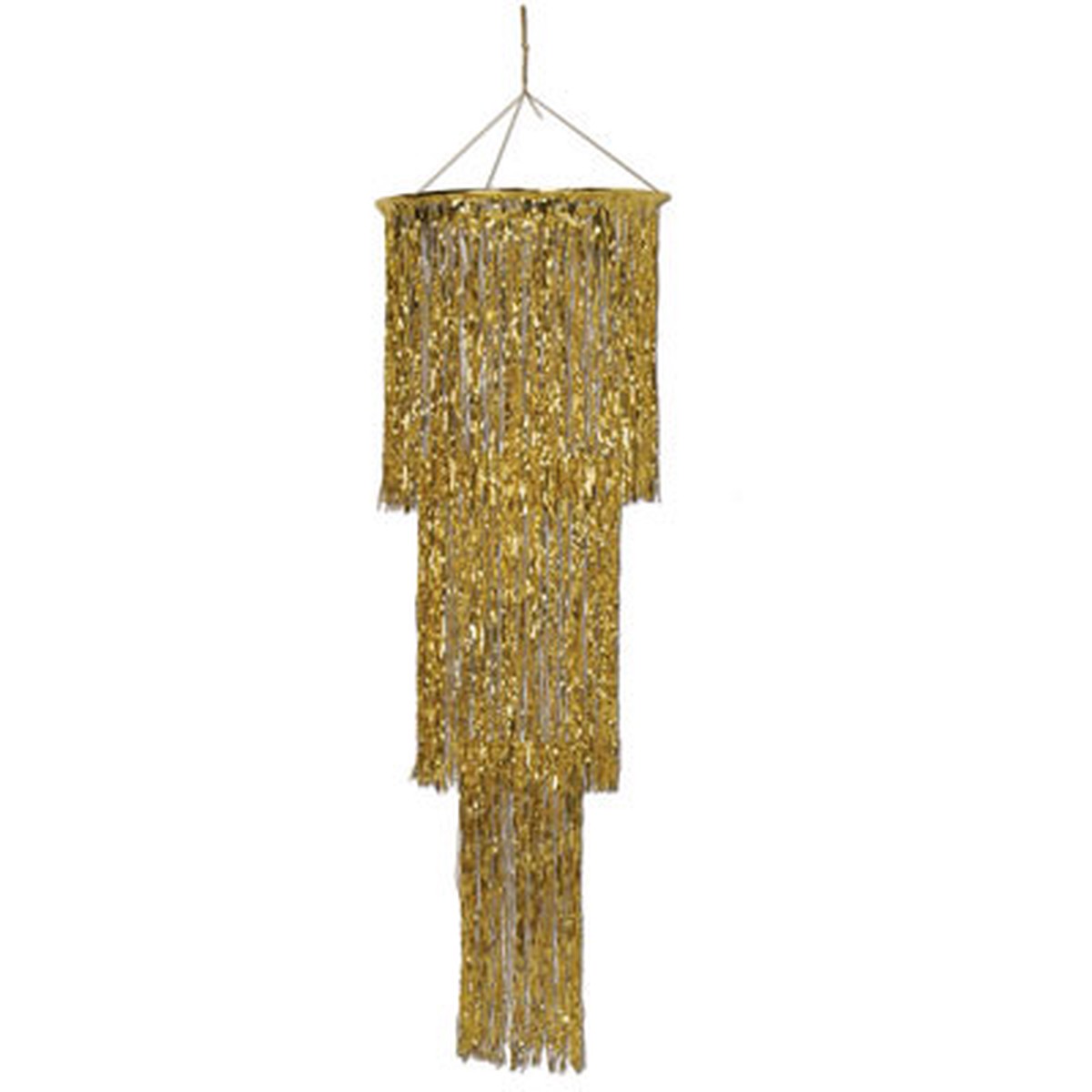 Pack of 6 Shimmering 3-Tier Metallic Gold Chandelier Hanging Party Decorations 4′